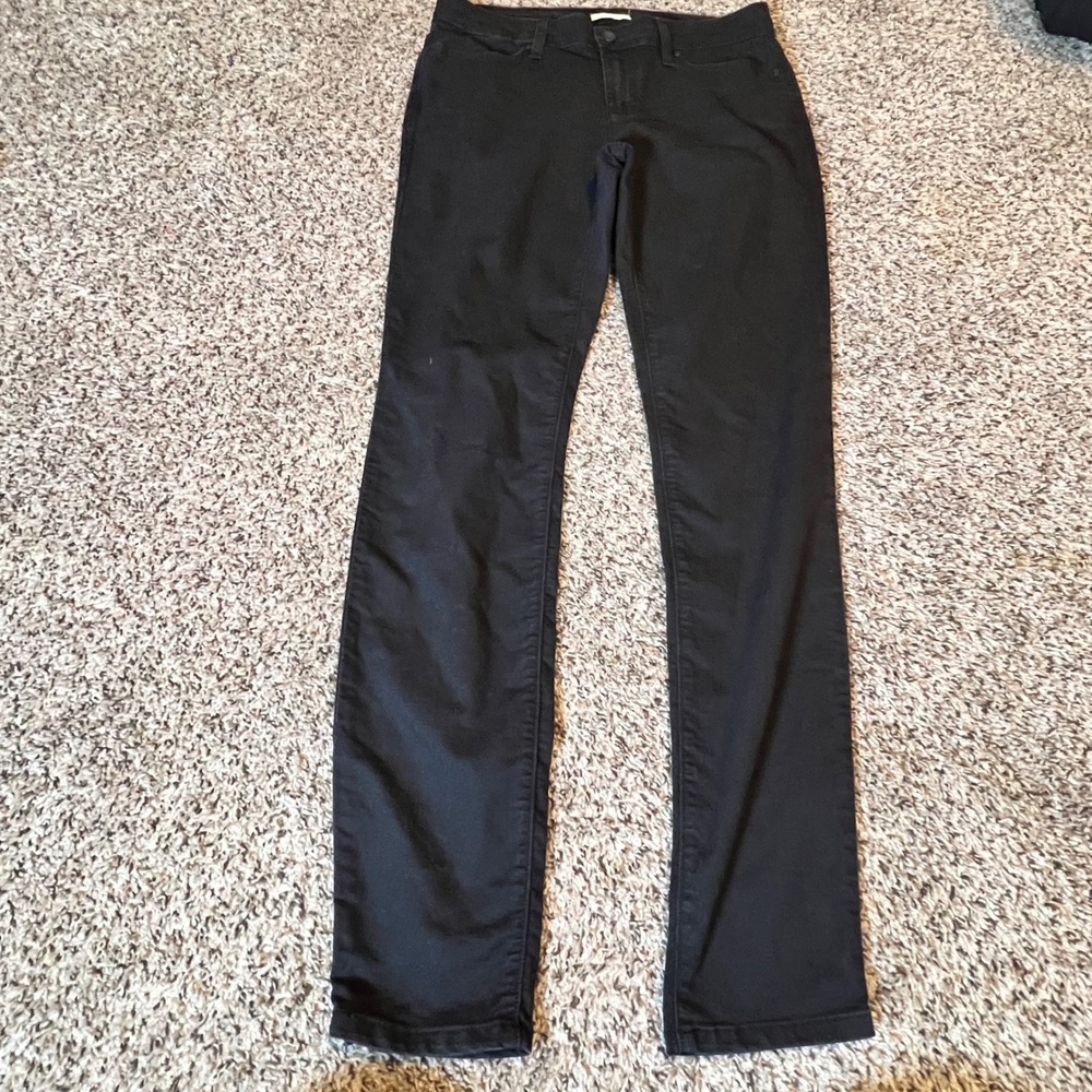 Eileen Fisher Womens Size 10 Black Slim Straight Stretch Denim Jeans Made in USA